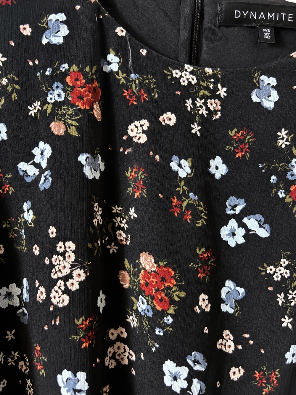 Dynamite Black Floral Tie-Waist Mini Dress Size S - Picture 4 of 4